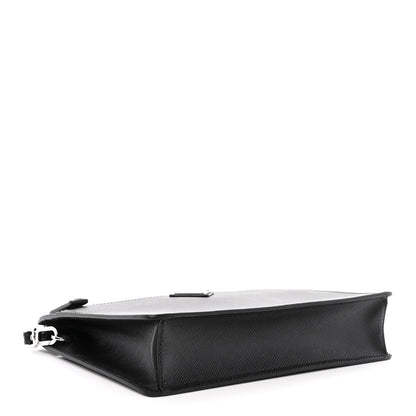 Prada Saffiano Travel Metal Triangle Logo Wristlet Pouch Black 5 of 10