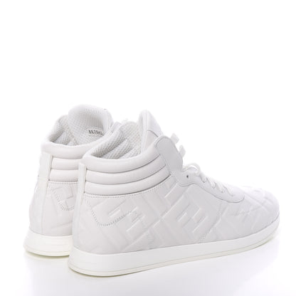 Fendi Nappa Macro FF Embossed Womens High Top Sneakers 39 White Ice 4 of 12
