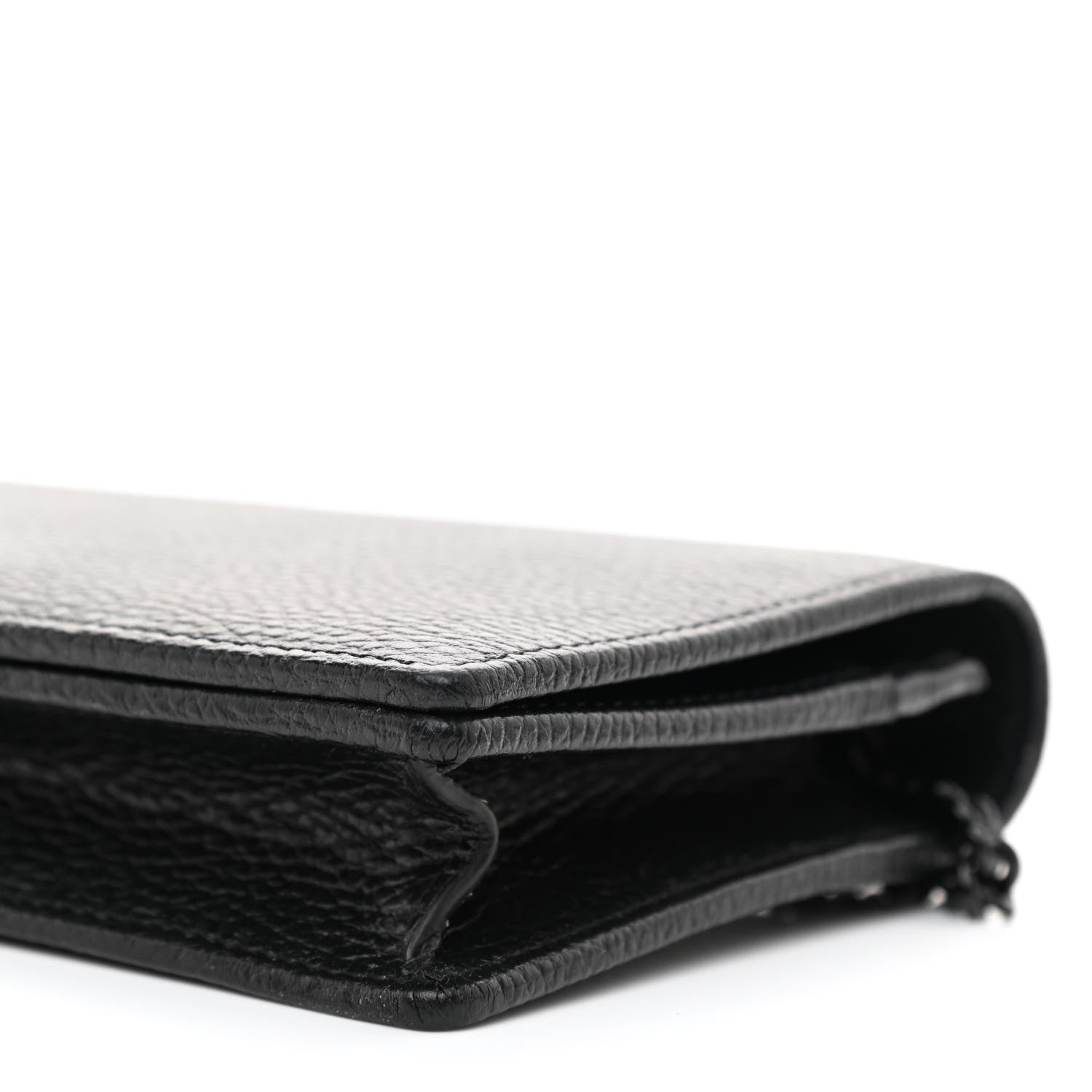 Gucci Dollar Calfskin Enamel Monochrome Mini GG Marmont Chain Wallet Black 9 of 10