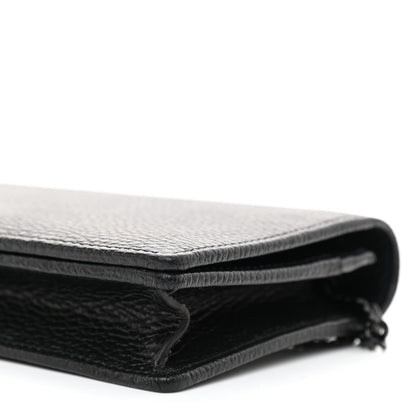 Gucci Dollar Calfskin Enamel Monochrome Mini GG Marmont Chain Wallet Black 9 of 10