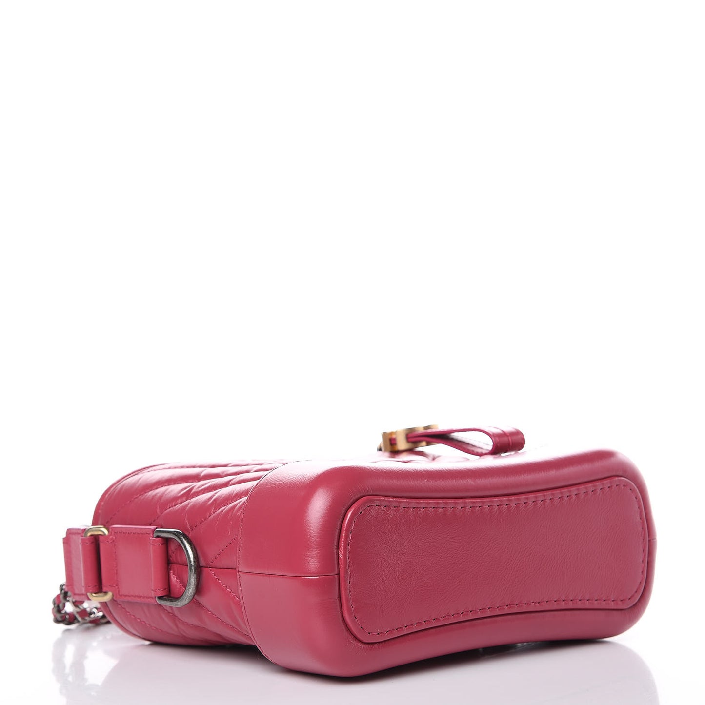 Aged Calfskin Chevron Quilted Small Gabrielle Hobo Dark Pink
