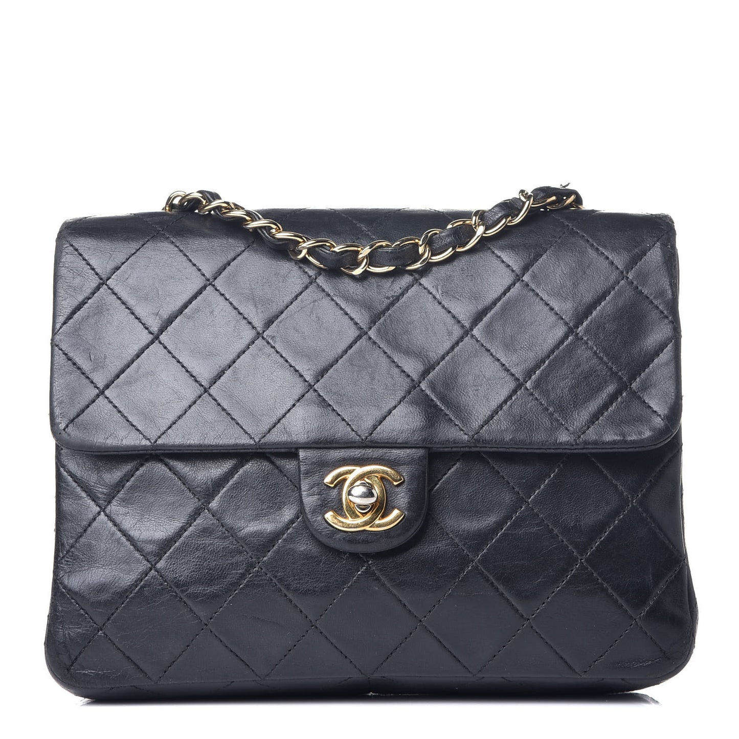 Lambskin Quilted Small Single Flap Black