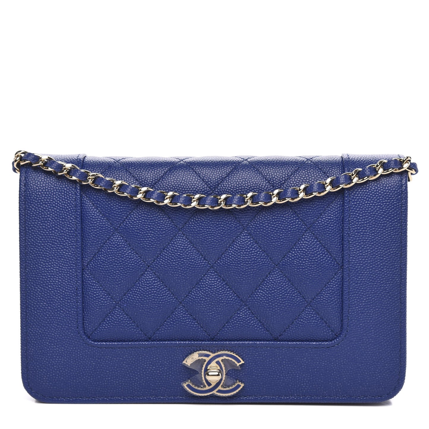 Caviar Quilted Vintage Mademoiselle Wallet On Chain WOC Blue