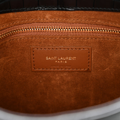 Saint Laurent Calfskin Crocodile Embossed LE 5 A 7 Hobo Black 5 of 11