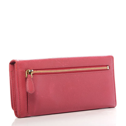 Prada Saffiano Metal Continental Flap Wallet Fuoco 3 of 8