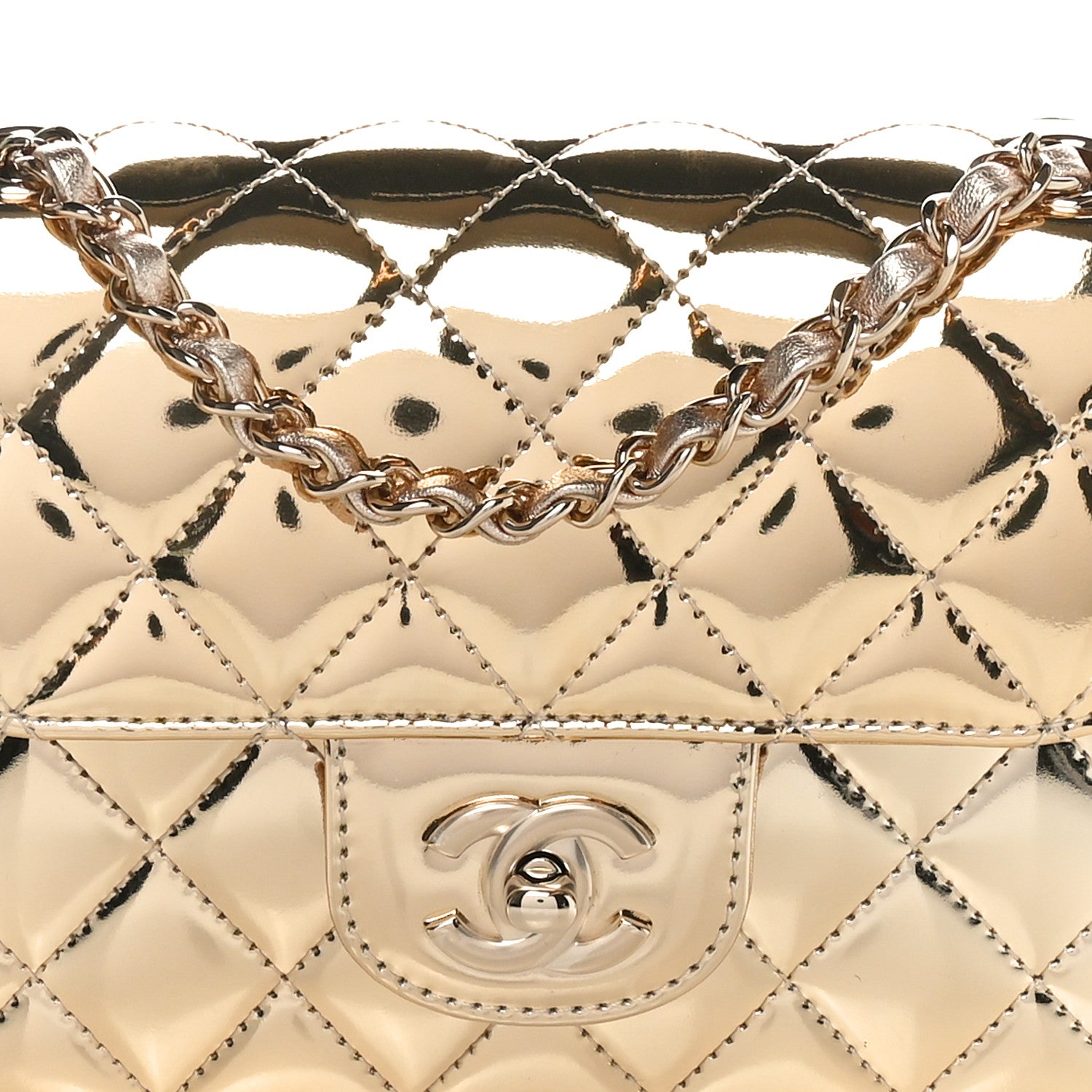 Chanel Mirror Calfskin Metallic Calfskin Quilted Hollywood Boulevard Mini Flap With Star Coin Purse Gold 5 of 12