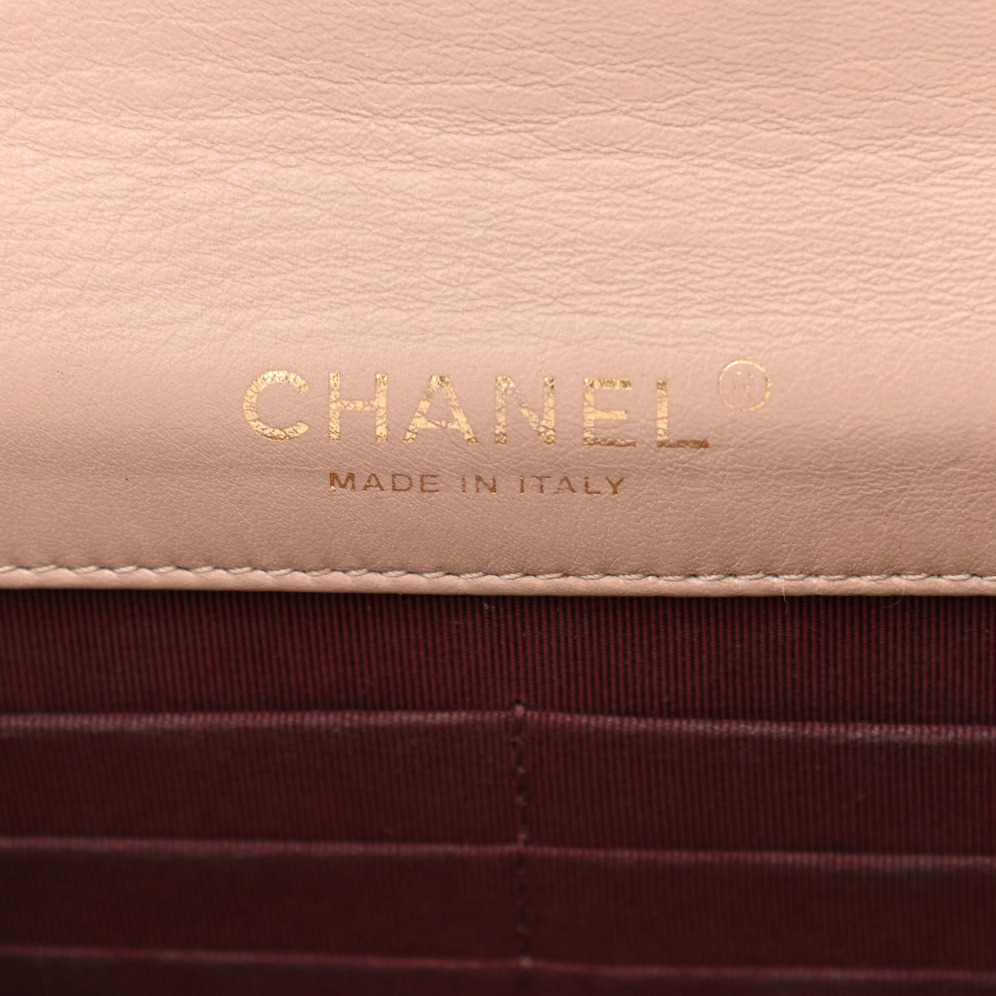 Patent Quilted Golden Class Wallet on Chain WOC Light Beige