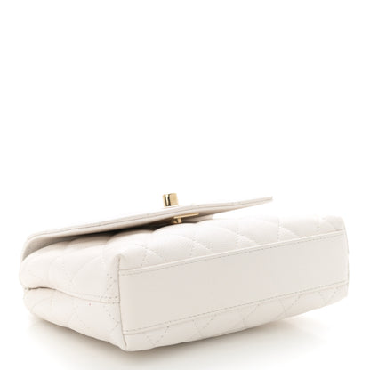 Chanel Caviar Quilted Coco Handle Clutch With Chain White 4 of 10