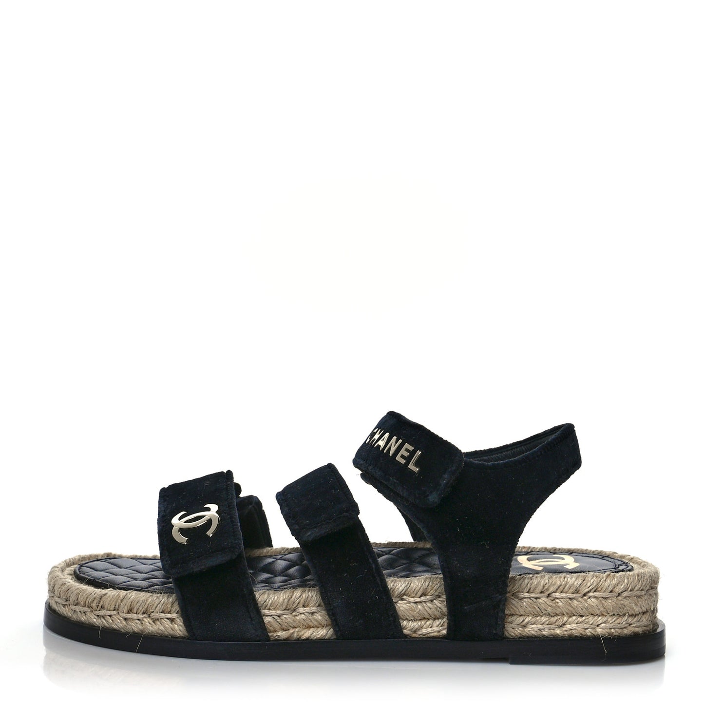 Velvet Velcro Dad Sandals 38 Navy Blue