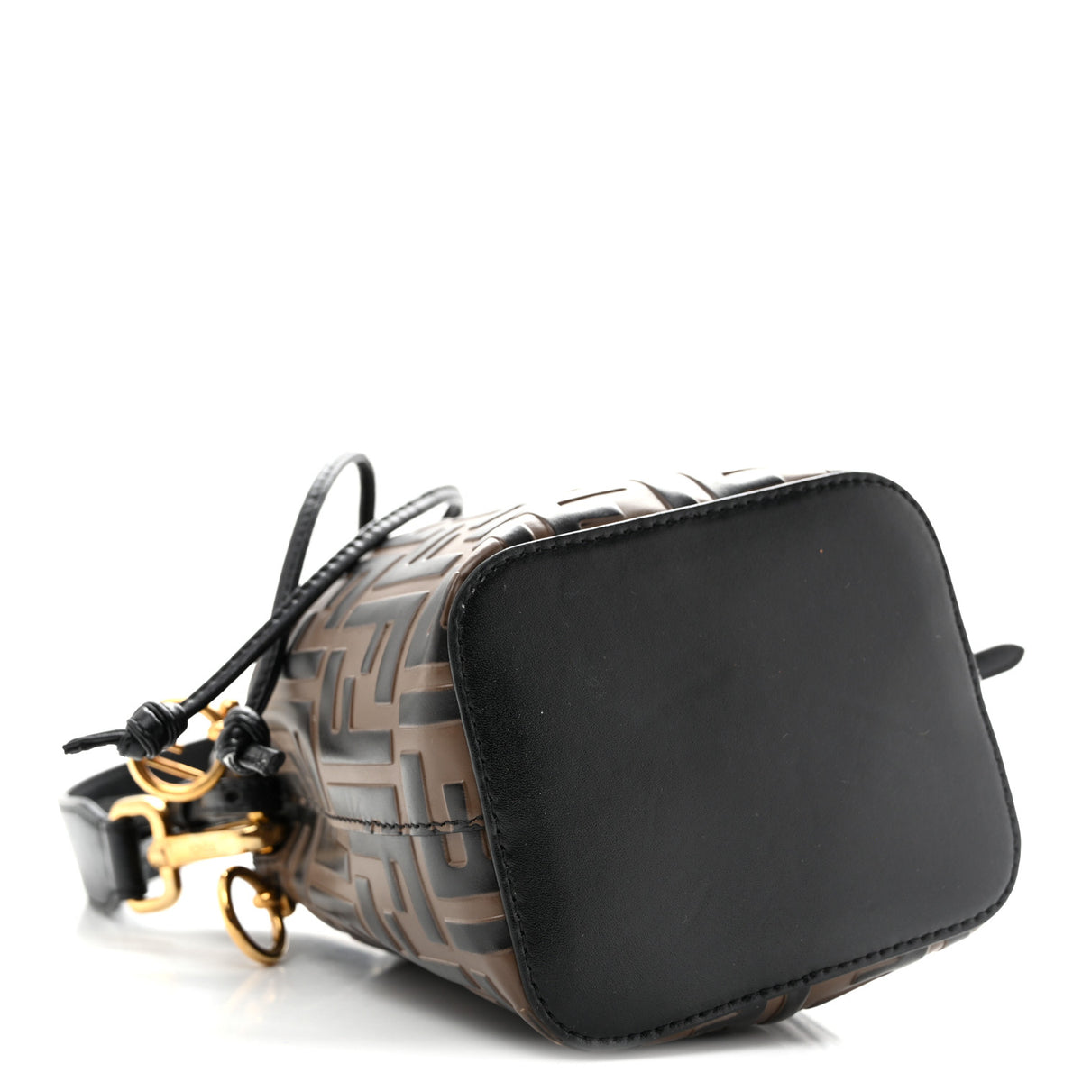 Fendi Vitello Liberty F is Fendi Bi-Color FF 1974 Embossed Mini Mon Tresor Bucket Bag Maya Black 4 of 14