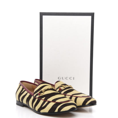 Gucci Calf Hair Tiger Print Womens Jordaan Loafers 39 Natural Black Romantic Cherry 10 of 10