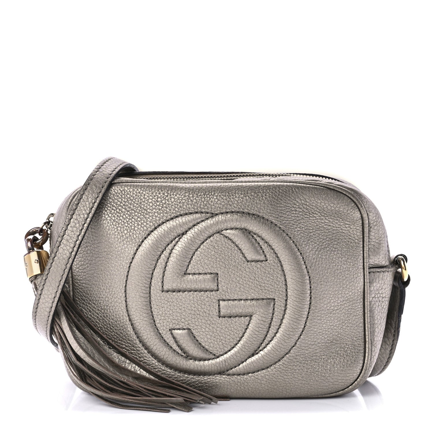 Gucci Metallic Pebbled Calfskin Small Soho Disco Bag Golden Beige 1 of 14