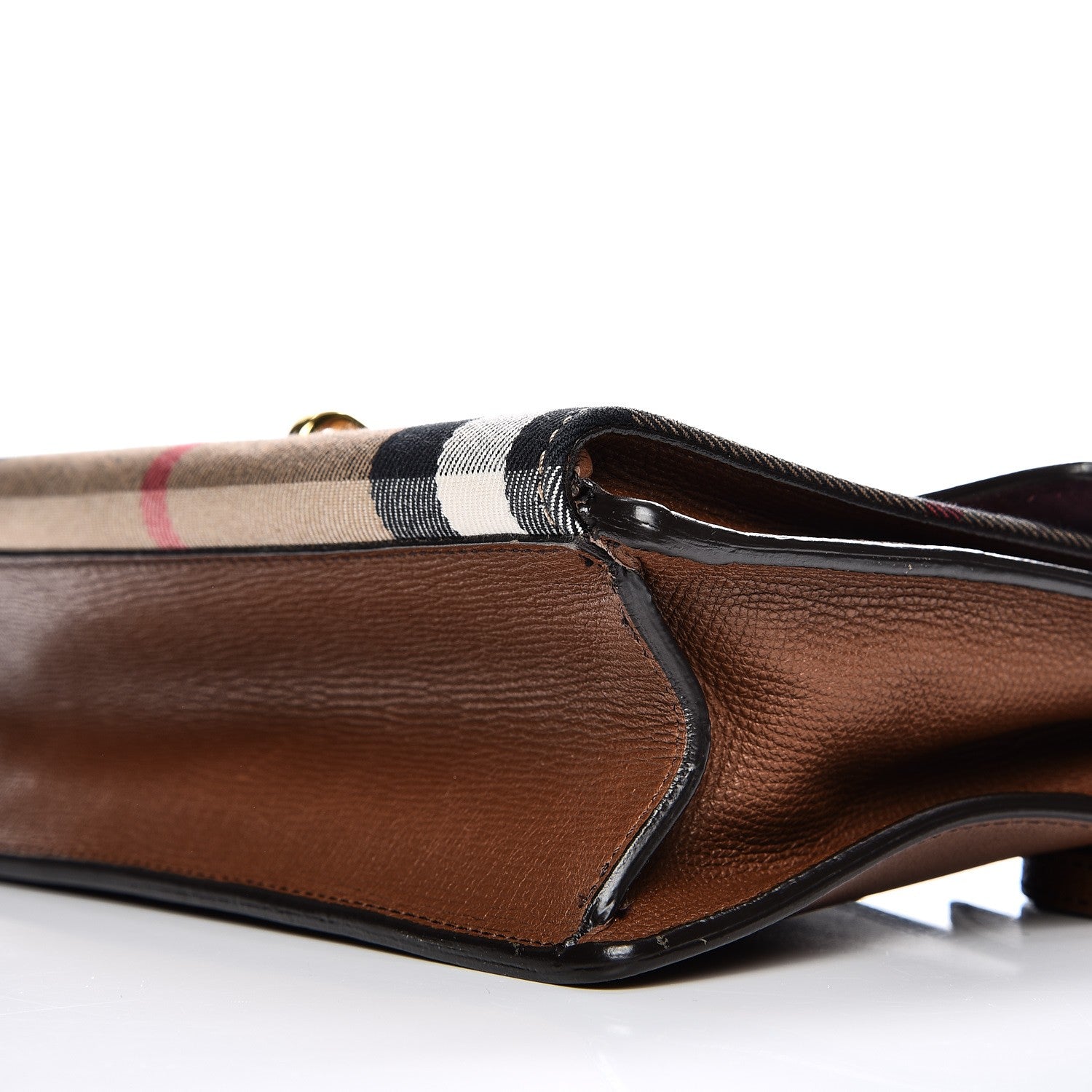 Burberry Derby Calfskin House Check Small Macken Crossbody Bag Tan 9 of 9