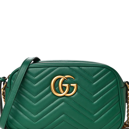 Gucci Calfskin Matelasse Small GG Marmont Chain Shoulder Bag Emerald Green 9 of 21