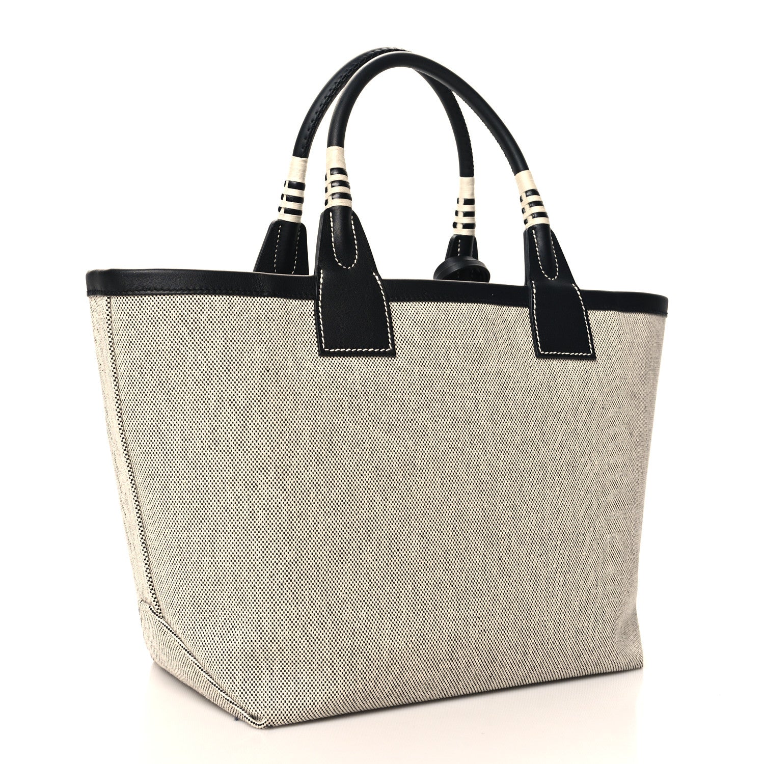 Hermes Military Toile Canvas Swift Steeple 25 Bag Ecru Black 4 of 11