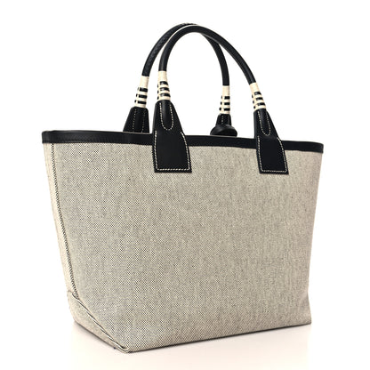 Hermes Military Toile Canvas Swift Steeple 25 Bag Ecru Black 4 of 11