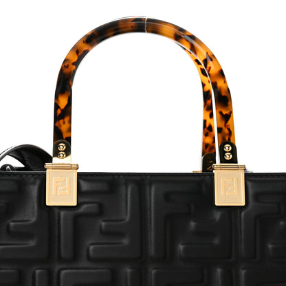 Fendi Vitello Plexiglass FF Embossed Small Fendi Sunshine Shopper Tote Black 8 of 10