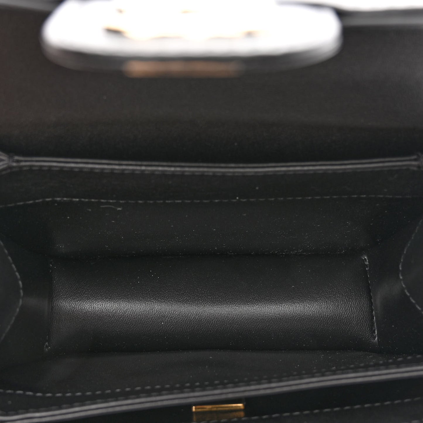Calfskin Quilted Small Top Handle Flap Black