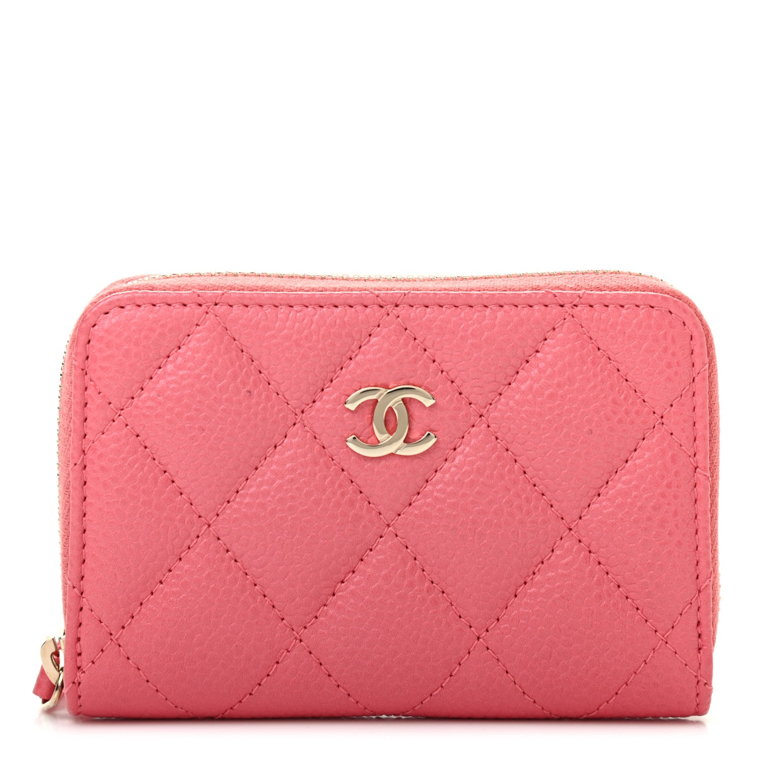 Chanel Caviar Quilted Zip Coin Purse Dark Pink 1 of 7