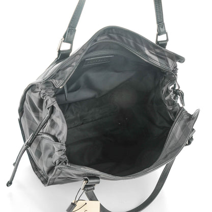 Burberry Nylon Check Small Buckleigh Packable Tote Charcoal 5 of 8