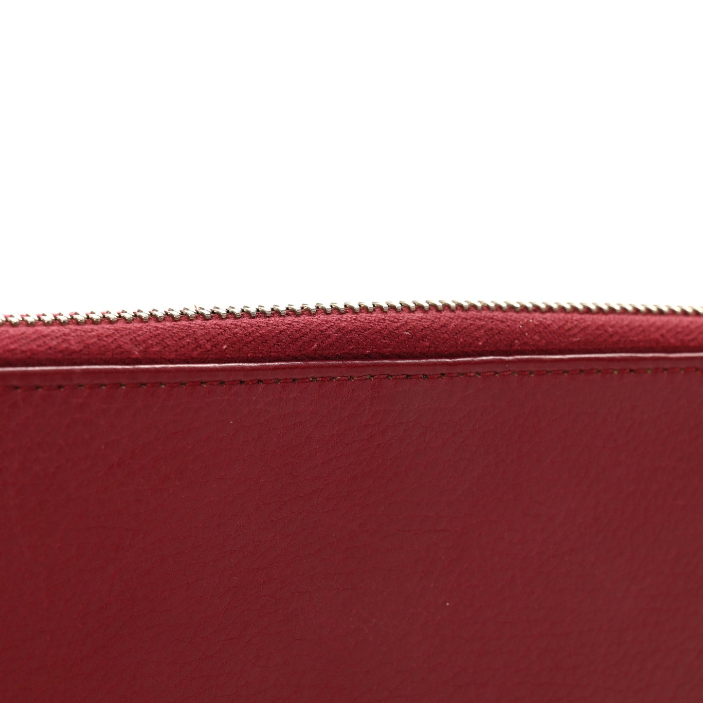 Pebbled Calfskin Studded Soho Zip Around Wallet Soft Burgundy