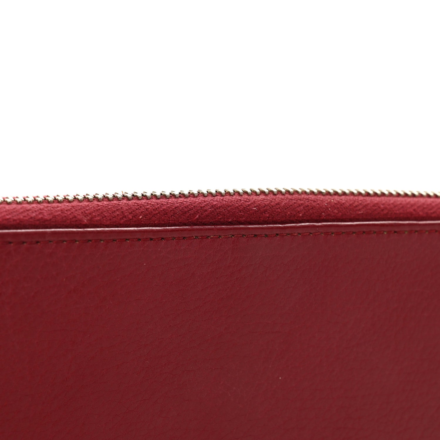 Gucci Pebbled Calfskin Studded Soho Zip Around Wallet Soft Burgundy 9 of 12