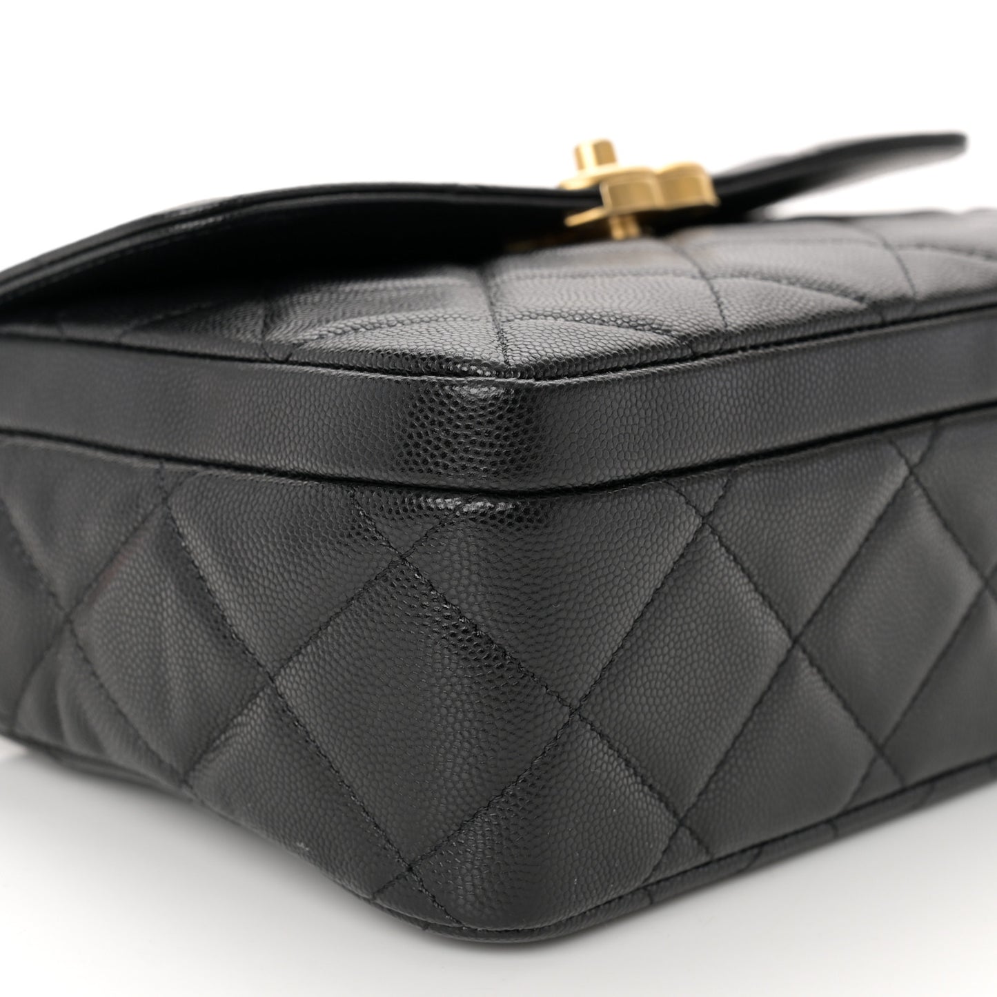 Shiny Caviar Quilted Small Flap Black