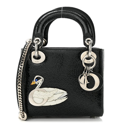 Christian Dior Ceramic Effect Deerskin Jeweled Swan Mini Lady Dior Black 1 of 10