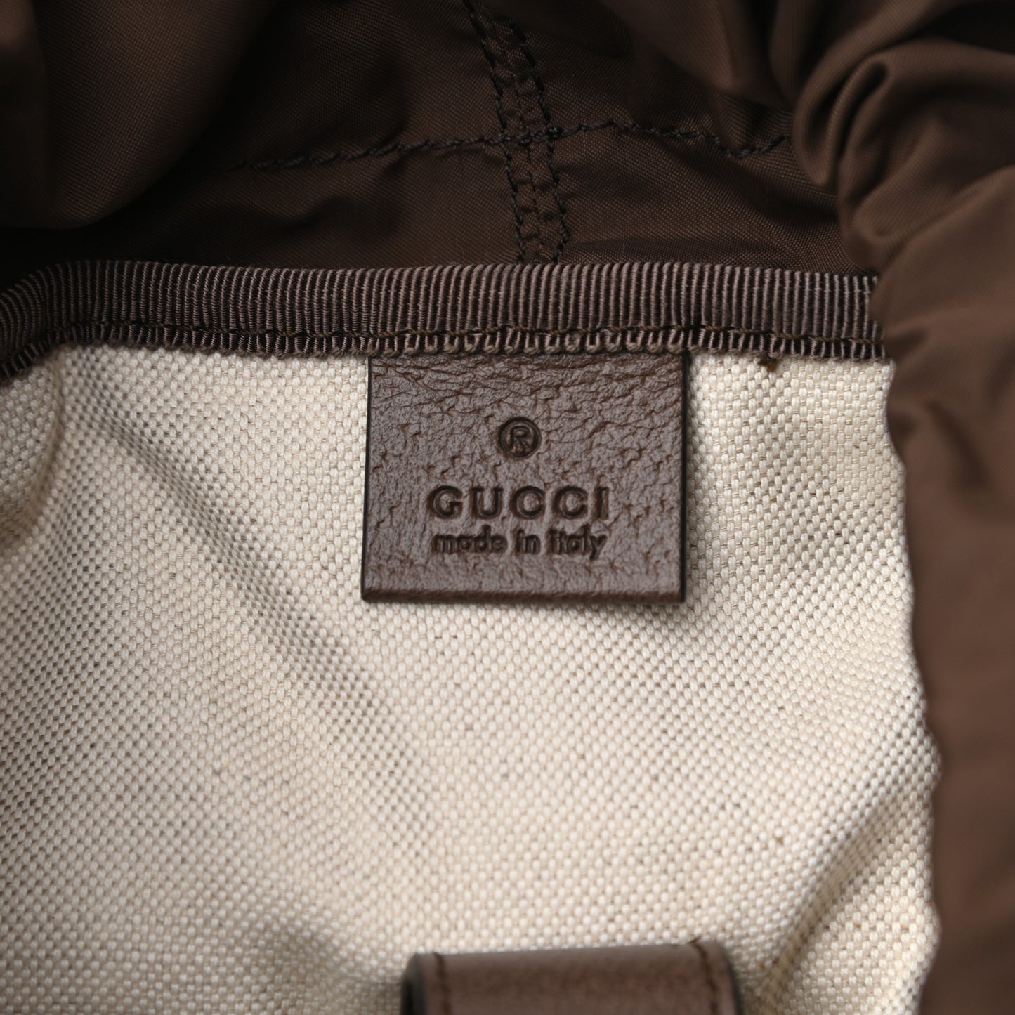 GG Supreme Monogram Medium Ophidia Double Buckle Backpack Brown