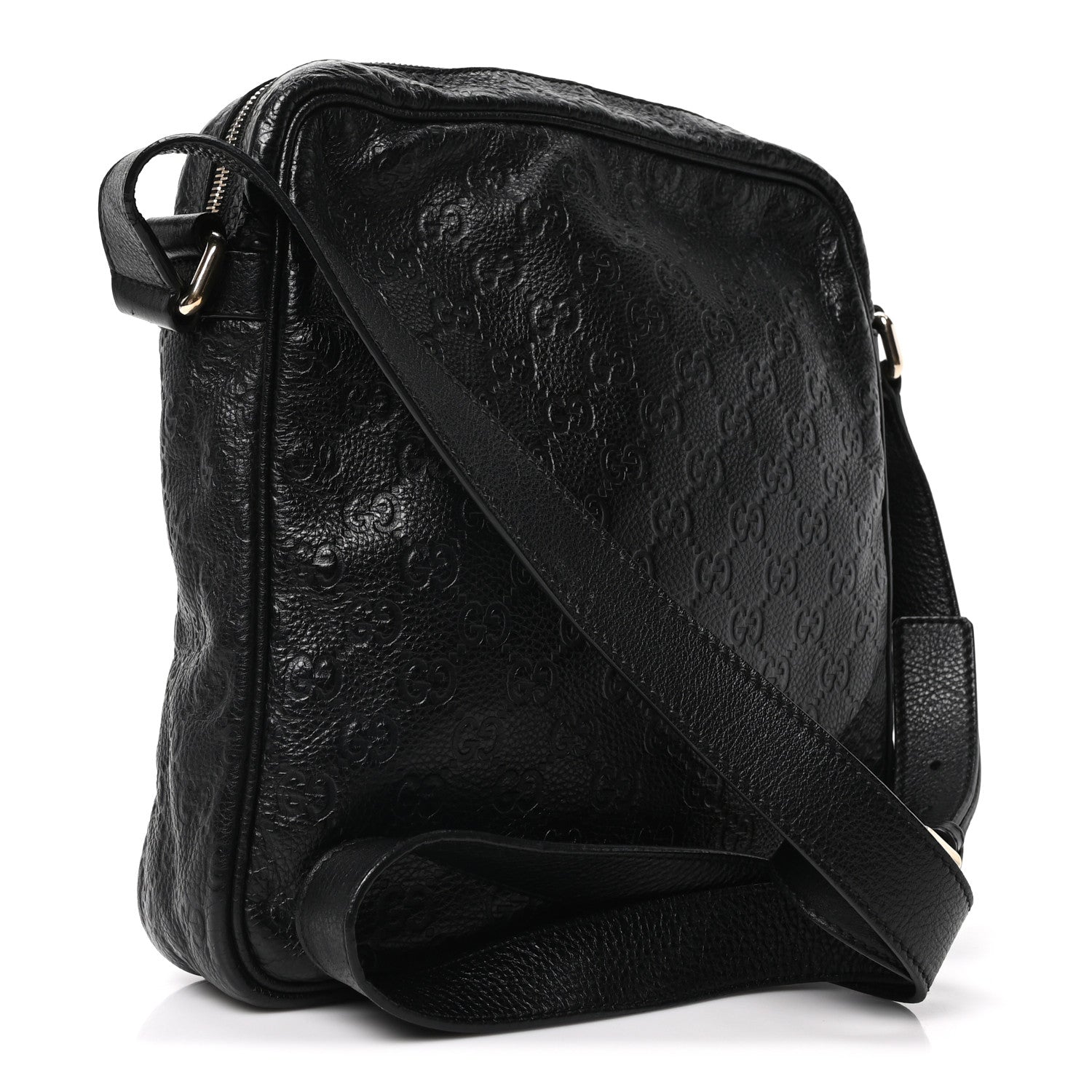 Gucci Guccissima Flat Messenger Bag Black 3 of 10