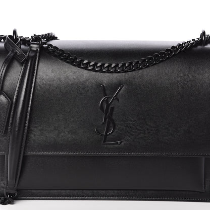 Saint Laurent Calfskin Large Monogram Sunset Black 7 of 9