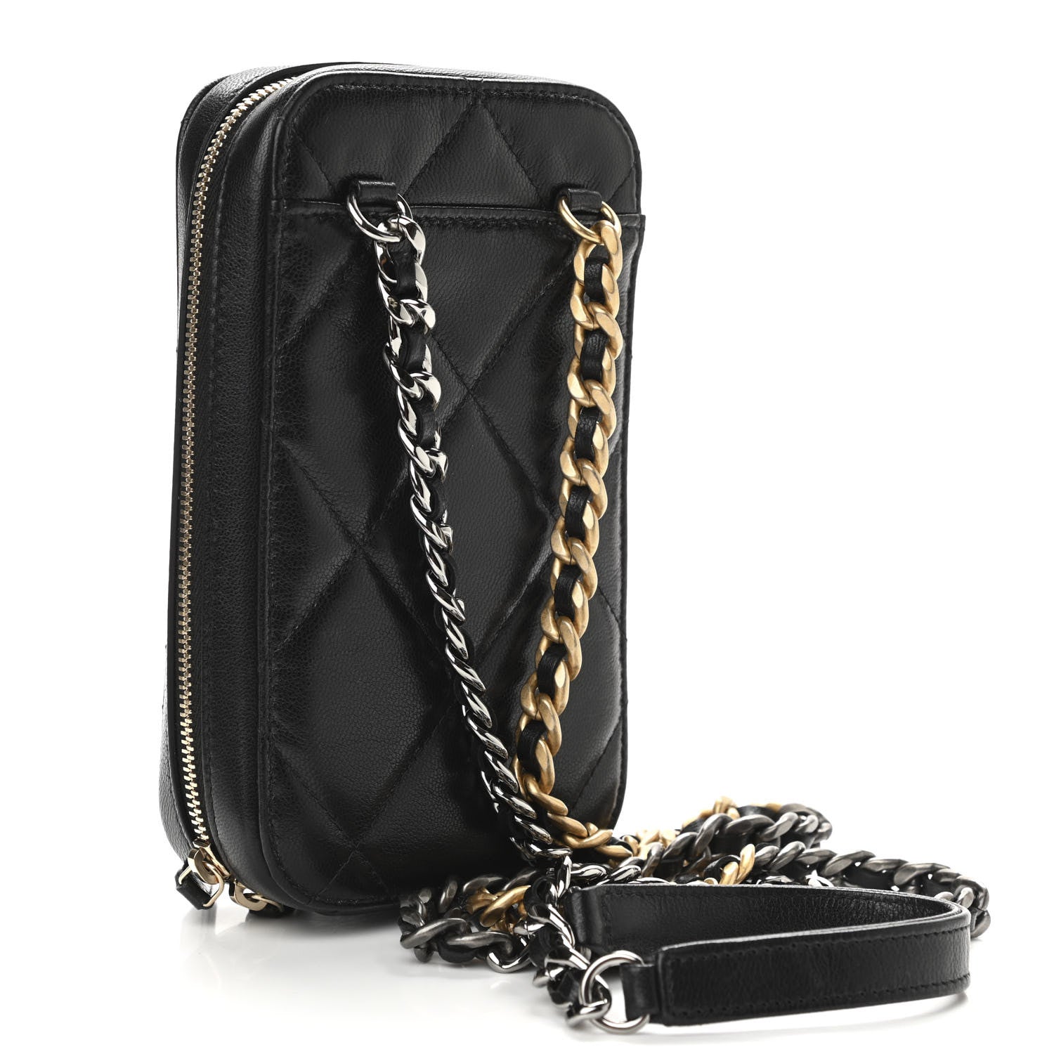 Chanel Lambskin Quilted Chanel 19 Zip Phone Case Black 3 of 11