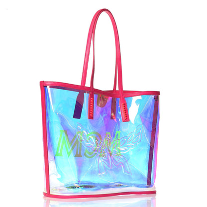 MCM Iridescent PVC Shopper Tote Neon Pink Hologram 5 of 13