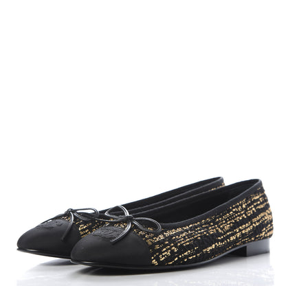 Chanel Tweed Flannel Cap Toe Ballerina Flats 39 3 of 9