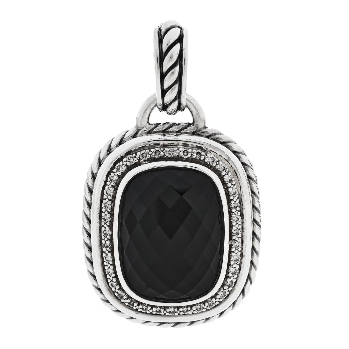Sterling Silver Diamond Black Onyx 22mm Albion Pendant