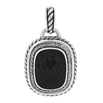 David Yurman Sterling Silver Diamond Black Onyx 22mm Albion Pendant 1 of 4