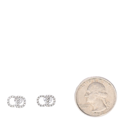 Christian Dior Strass Crystal CD Earrings Silver 2 of 3