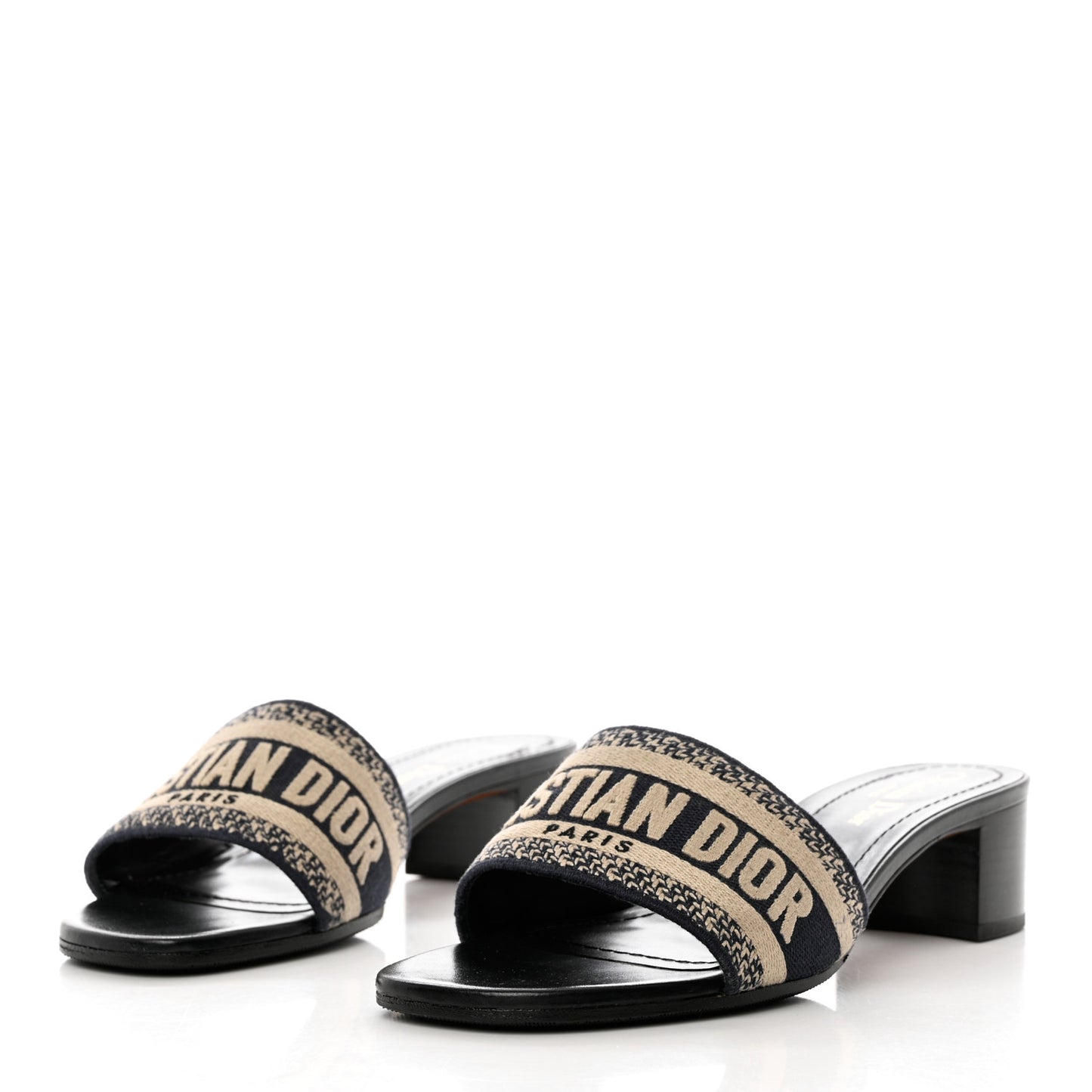Cotton Embroidered Dway 40mm Slide Sandals 37 Deep Blue