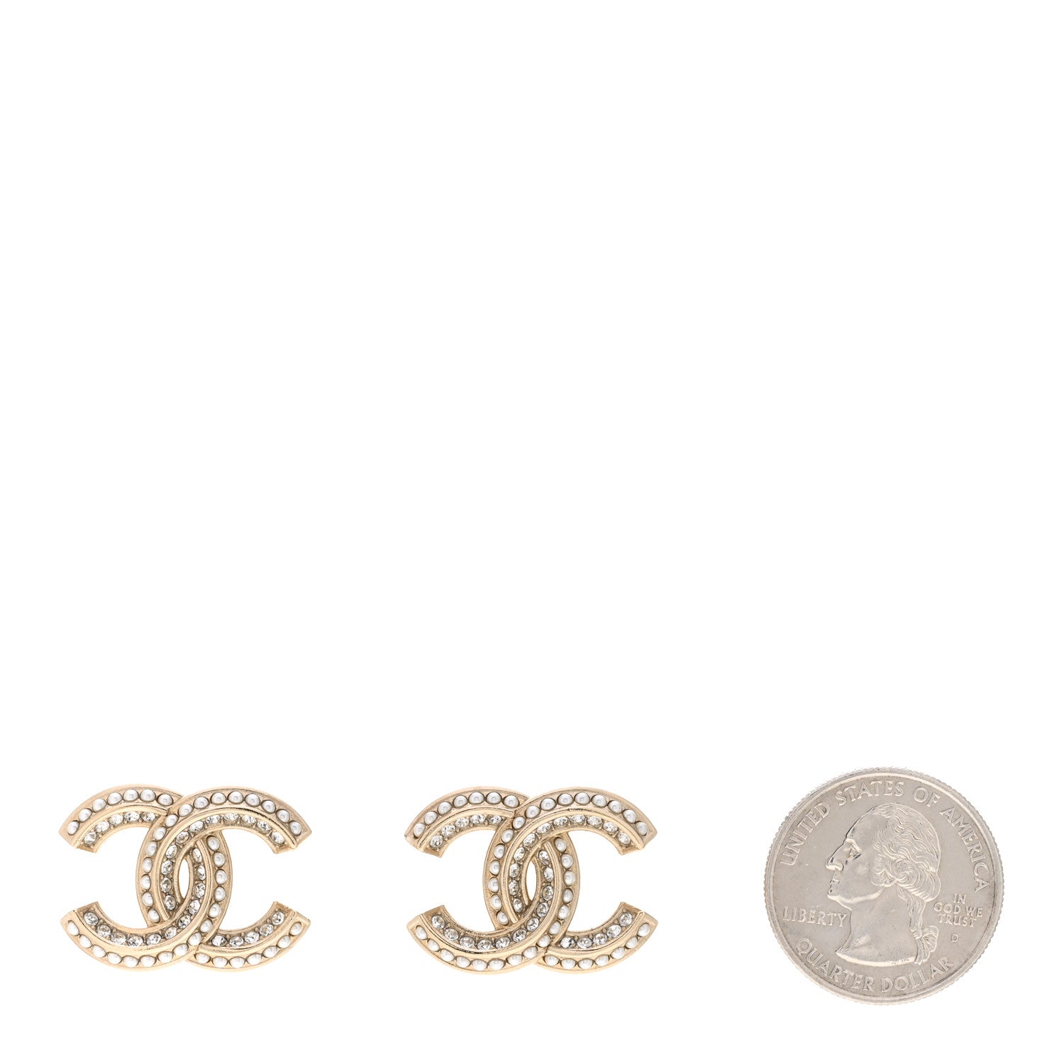 Chanel Crystal Pearl Chain Mania CC Earrings Gold 2 of 5