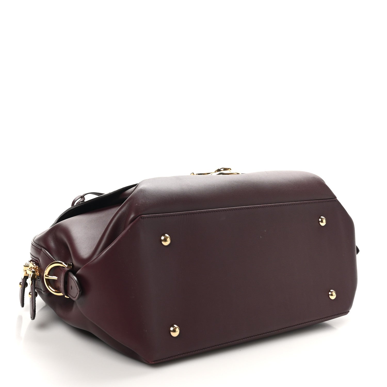 Salvatore Ferragamo Calfskin Fiamma Bag Rouge Black 4 of 11
