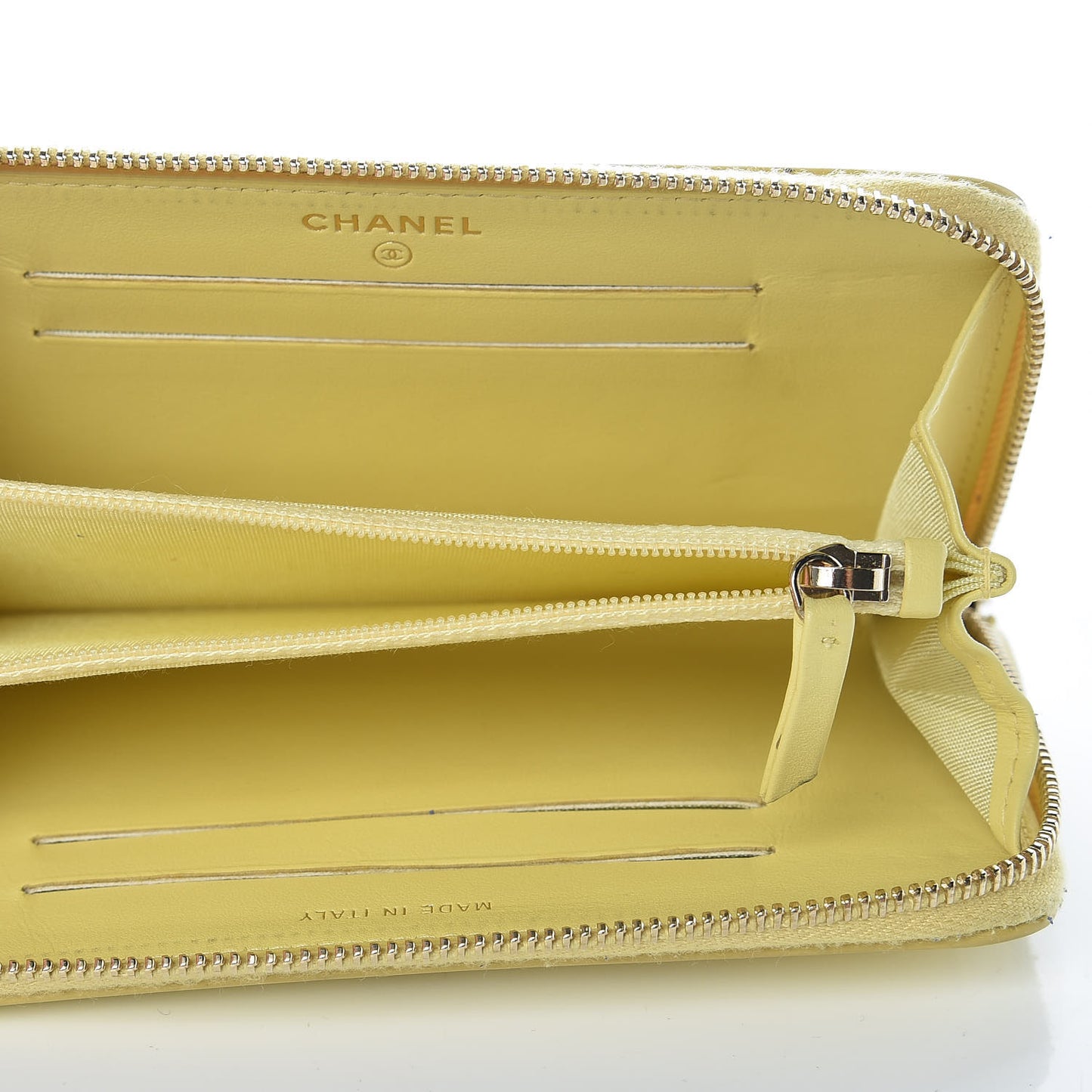 Caviar Quilted Medium Filigree Zip Around Wallet Yellow