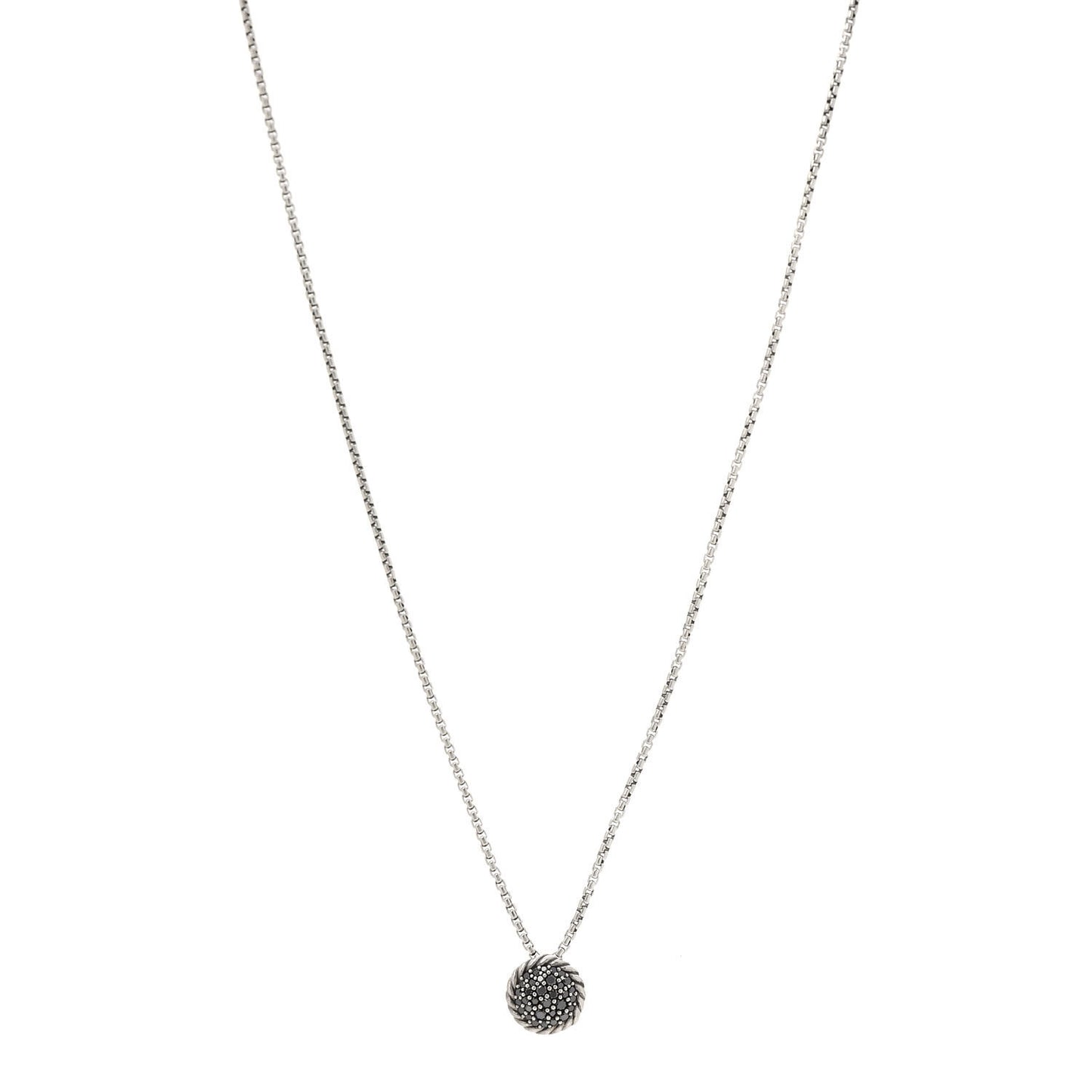 Sterling Silver Black Diamond 8mm Petite Chatelaine Pendant Necklace