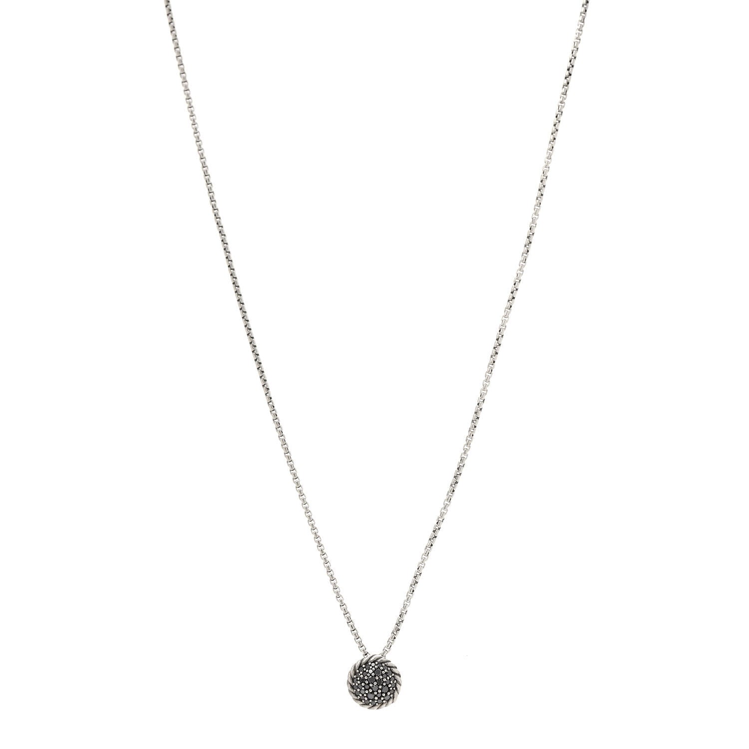 David Yurman Sterling Silver Black Diamond 8mm Petite Chatelaine Pendant Necklace 1 of 5