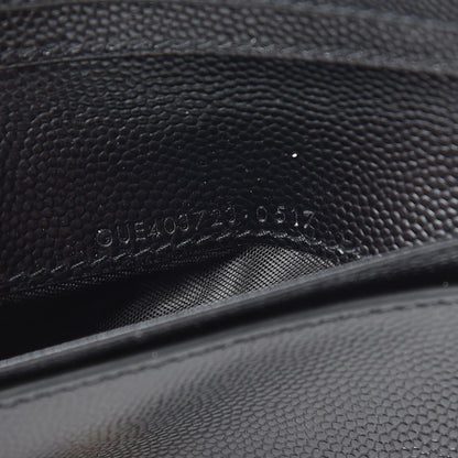 Saint Laurent Grain De Poudre Matelasse Chevron Monogram Compact Zip Around Wallet Black 10 of 10