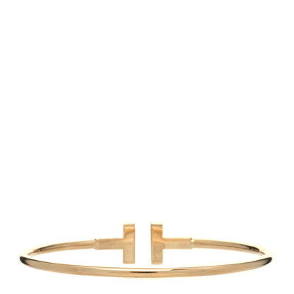 Tiffany 18K Yellow Gold Diamond T Wire Bracelet 2 of 4