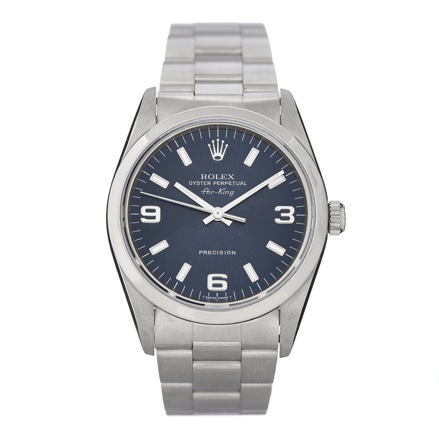 Stainless Steel 34mm Air-King Oyster Perpetual Precision Watch Blue 14000