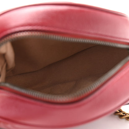 Gucci Glazed Calfskin Matelasse Heart Mini GG Marmont Round Shoulder Bag Romantic Cerise 5 of 10