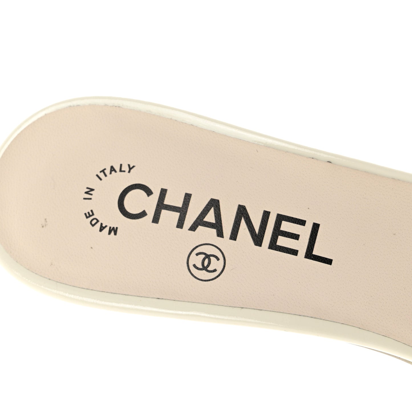 Patent Lambskin Pearl Mules 40 White