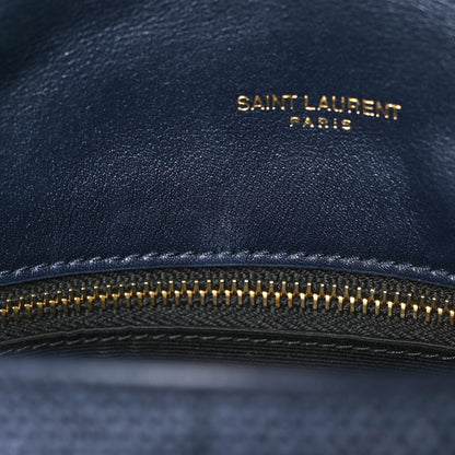 Saint Laurent Canvas Quilted Small Loulou Puffer Monogram Chain Satchel Marine 14 of 15