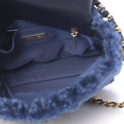 Chanel Shearling Sheepskin Medium 19 Flap Blue 5 of 10
